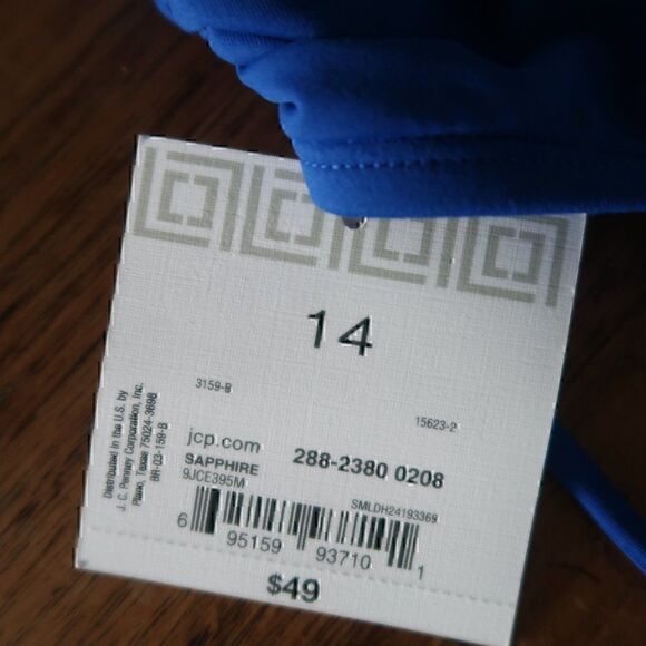 LIZ CLAIBORNE ROYAL BLUE ROUCHED BIKINI SWIM BOTTOMS SIZE 14 NWT - Picture 4 of 5